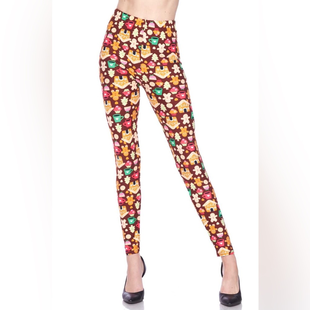 Gingerbread Man House Buttery Soft Christmas Leggings PLUS Size